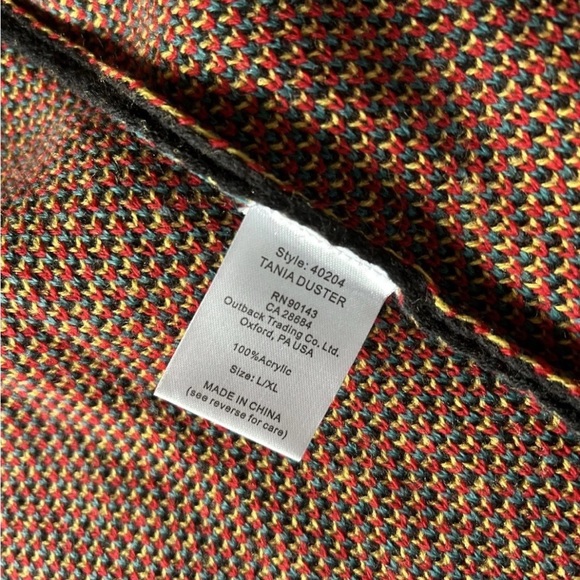 Outback Trading Company Tania Long Aztec black hooded duster cardigan L XL - Picture 10 of 13